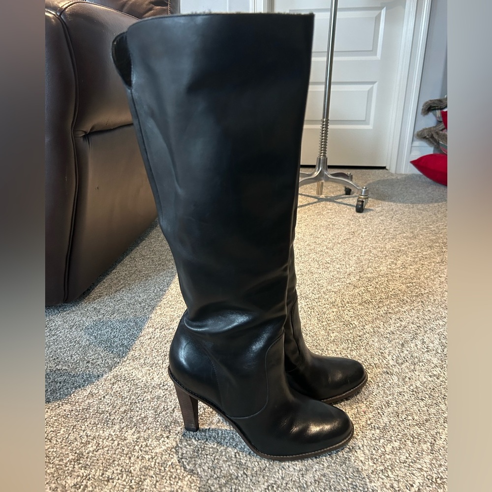 Cole HAAN x Nike Air black leathered knee boots size 9.5